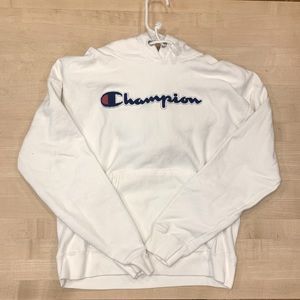 White Champion Reverse Weave Hoodie